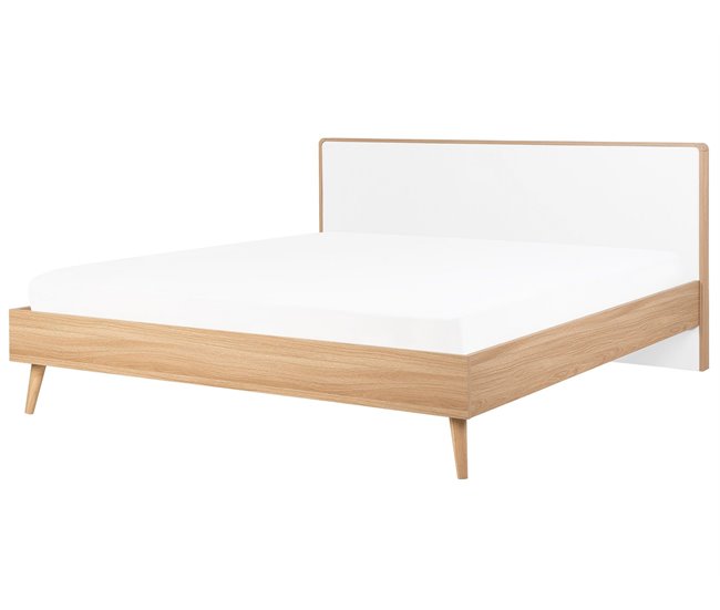 Beliani Cama com LED MDF SERRIS 188x215 Castanho