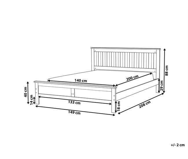 Beliani Cama com estrado Pinho MAYENNE 149x208 Castanho