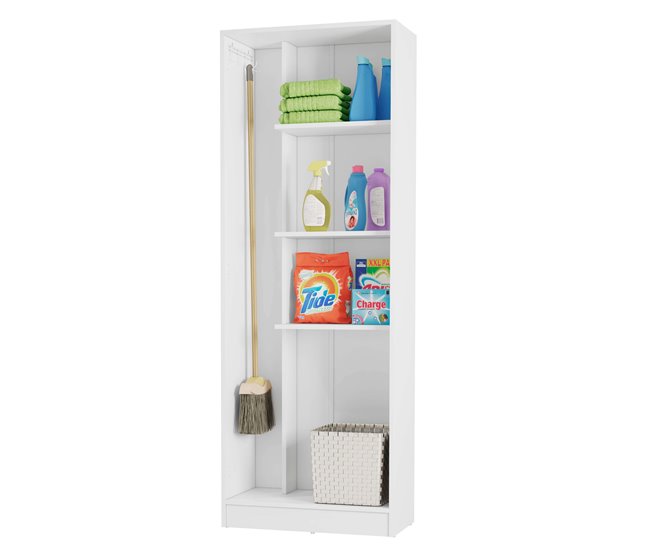 Armário auxiliar alto multiuso com 2 portas dobráveis Branco