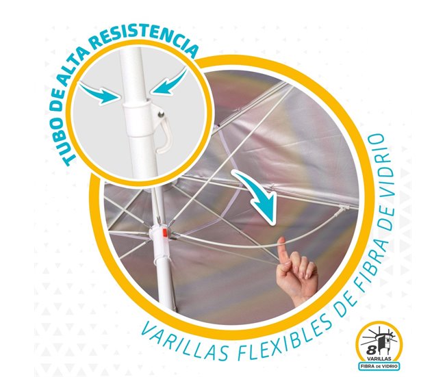 Guarda-sol de praia teto ventilado + proteção UV50 Aktive Beach Multicor