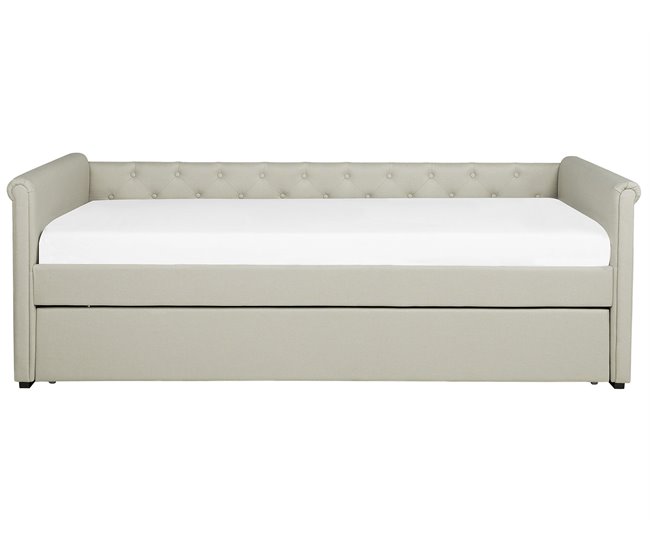Beliani Cama com estrado Poliéster LIBOURNE 184x220 Azul Marino