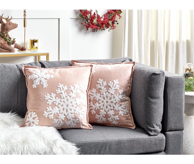 Beliani Almofada decorativa MURRAYA 45x45 Rosa