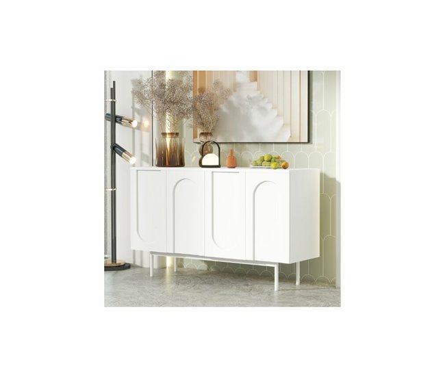 Aparador moderno com padrão arqueado e 4 portas Branco