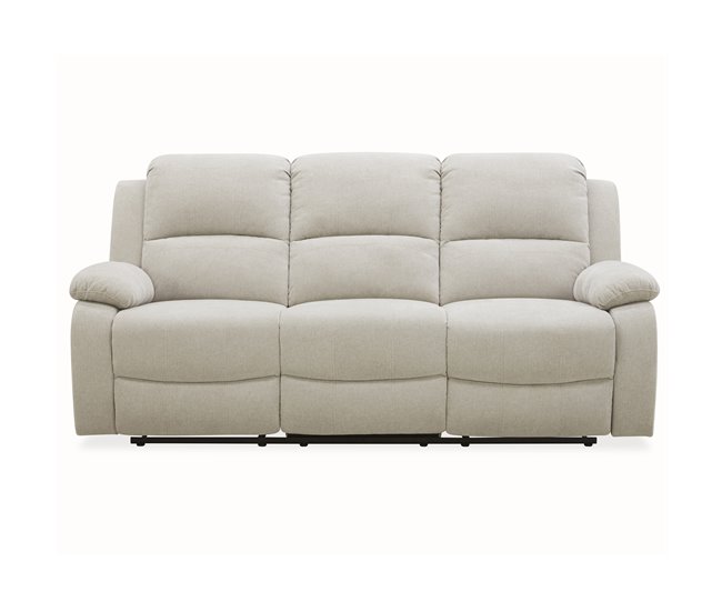 Sofá 3 lugares 2 assentos relax elétrico RYAN Cinza Claro