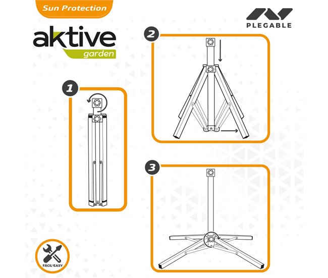 Suporte para guarda-sol 4 pernas d25/32 mm Aktive Garden Branco