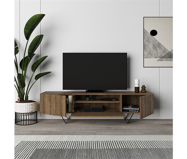 Móvel de tv GIACOMO 3 portas 160 cm Castanho