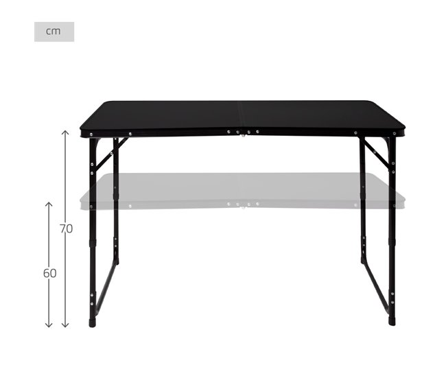Aktive Mesa de acampamento dobrável, regulável em altura Preto