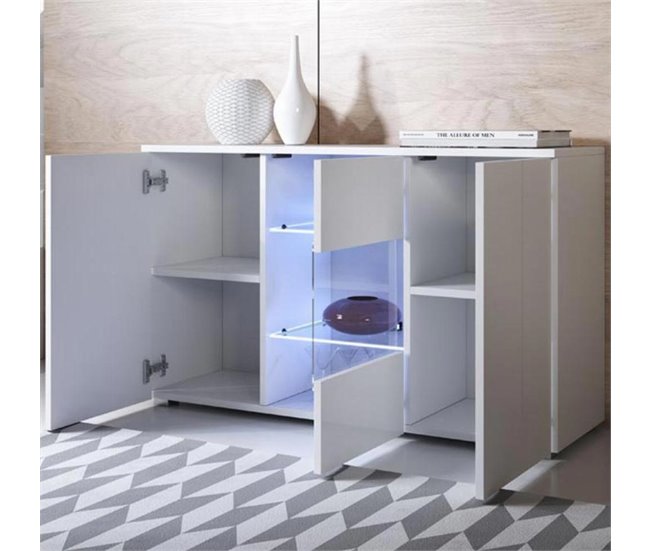 Aparador Sala de estar e jantar 3 portas LED Luke A2 120 Branco
