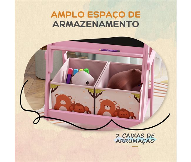 Cavalete para Crianças MDF e TNT AIYAPLAY Rosa