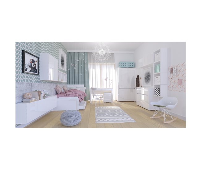 Roupeiro de 2 portas com LED Kasla Branco