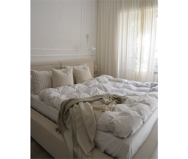 Beliani Cama com estrado Bombazine LINARDS 210x242 Bege