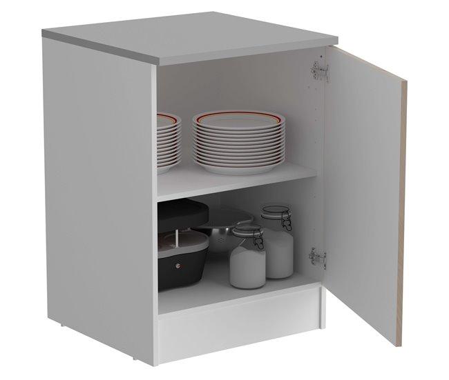 Módulo de cozinha inferior Eko A Armário Jackson Branco/ Madeira