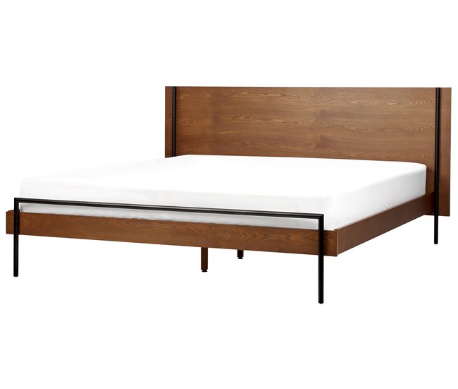 Beliani Cama com estrado MDF LIBERMONT 204x208 Castanho
