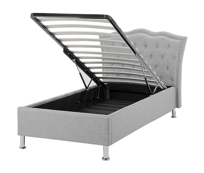Beliani Cama com armazenamento Pele sintética METZ 126x217 Branco