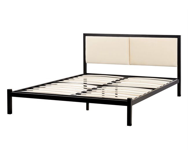 Beliani Cama com estrado Aço CLAMART 147x210 Bege