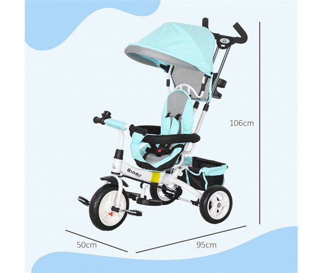Triciclo Evolutivo para Bebés Metal e Plástico HOMCOM Verde