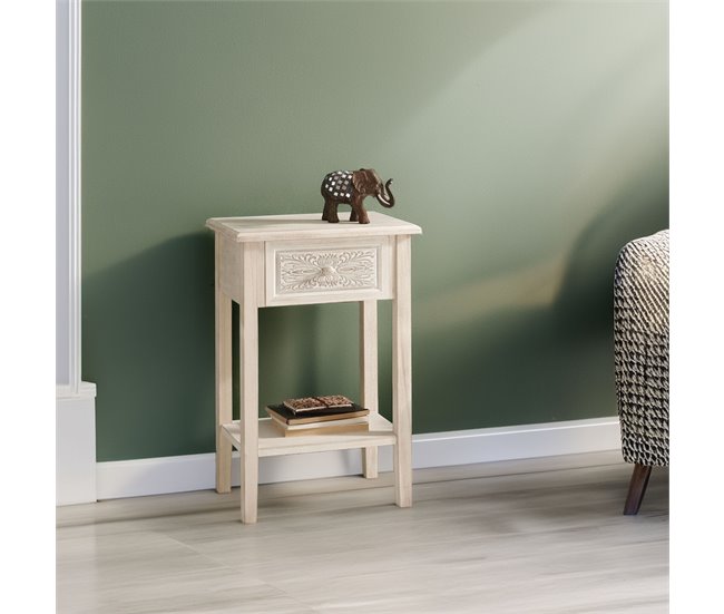 Mesa de cabeceira estilo artesanal Branco