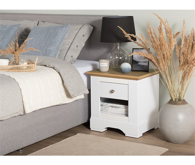 Beliani Mesinha de cabeceira WINGLAY Branco