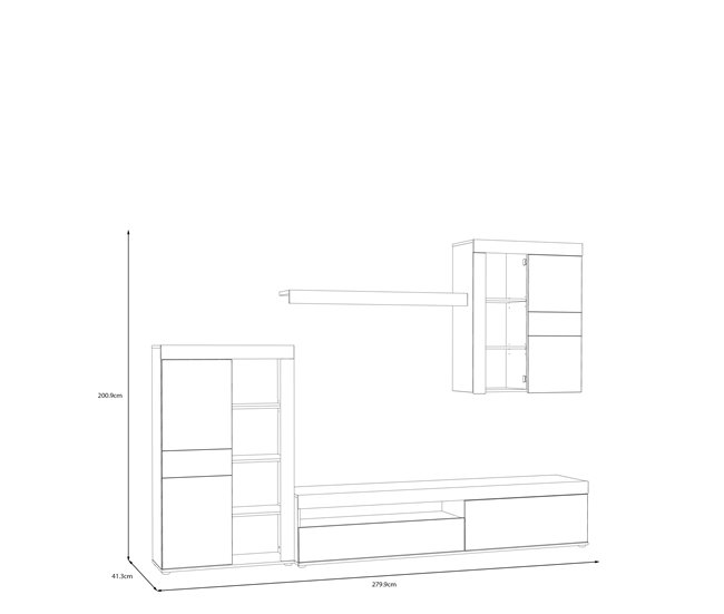 Compacto de TV 279,9cm carvalho e branco MELIDES Branco/ Madeira
