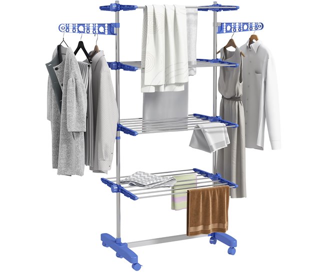 Estendal de Roupa ABS, PP e Aço HOMCOM Azul