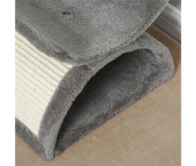 Arranhador para Gatos Aglomerado de Madeira, Pelúcia e Sisal Cinza
