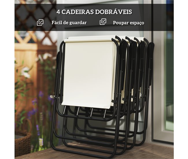 Conjunto de Móveis de Jardim Aço e Textilene Outsunny Cru