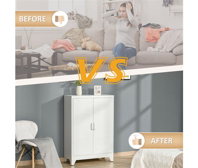 Armário de Metal Metal HOMCOM Branco