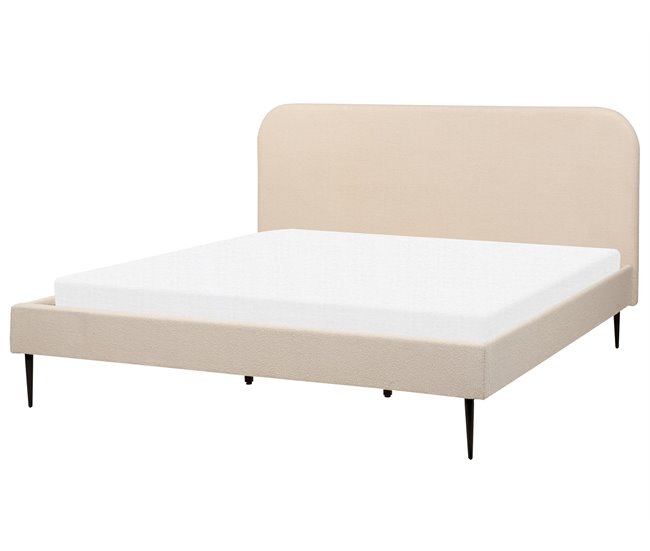 Beliani Cama com estrado Bouclé FLAYAT 193x215 Bege