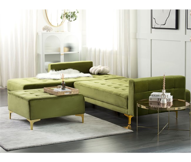 Beliani Sofá-cama Veludo ABERDEEN Verde
