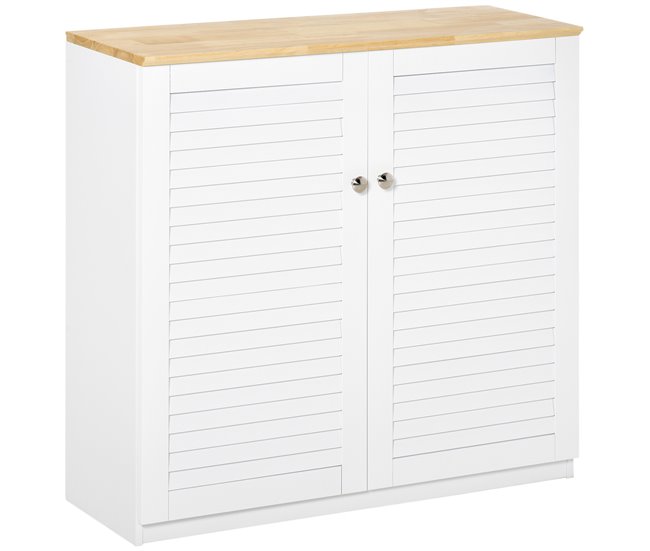 Aparador MDF, Madeira de borracha HOMCOM 80 Branco