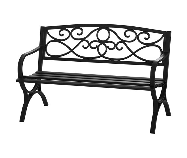 Banco de Jardim Aço e Ferro Fundido Outsunny 128x58 Preto