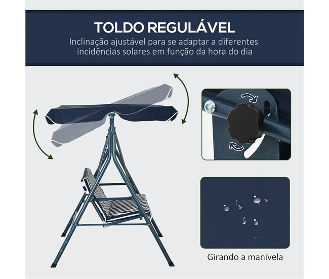 Baloiço de Jardim aço tecido de poliéster Azul