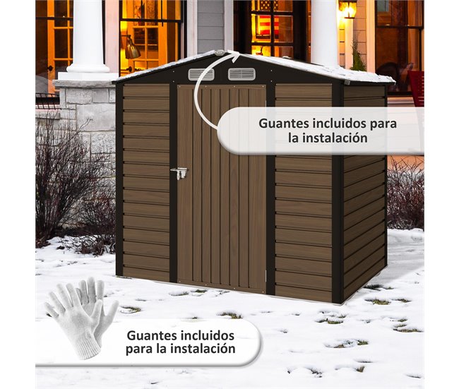 Abrigo de Ferramentas Aço galvanizado Outsunny Castanho