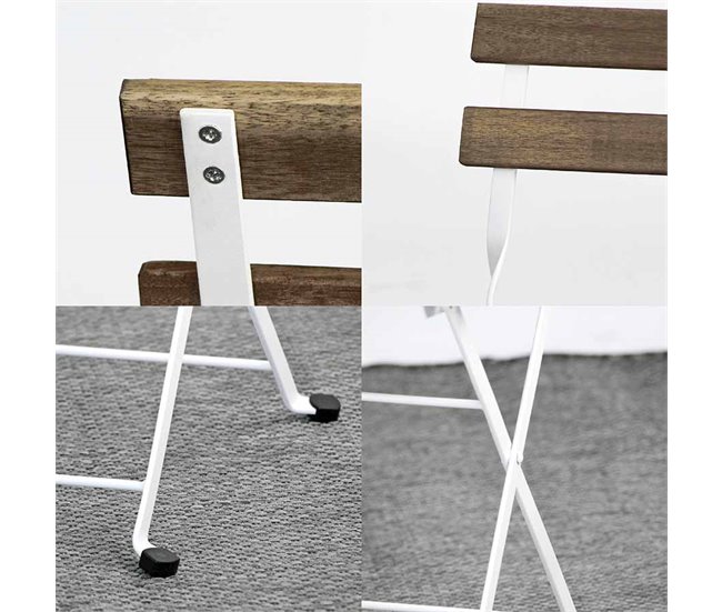 Conjunto de mesa dobrável e 2 cadeiras de jardim Bistrot Madeira