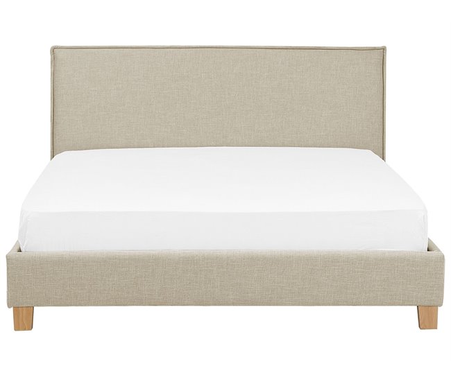 Beliani Cama com estrado Poliéster SENNEZ 195x216 Bege
