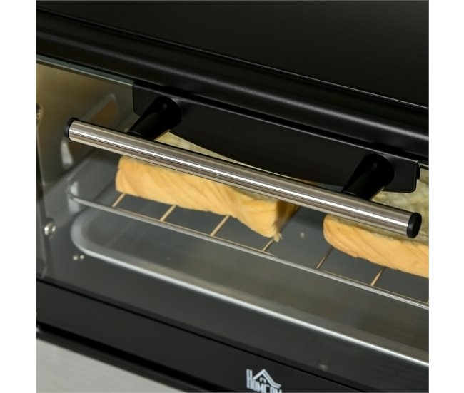 Mini Forno Elétrico Metal, Aço Inoxidável e Vidro Temperado Preto