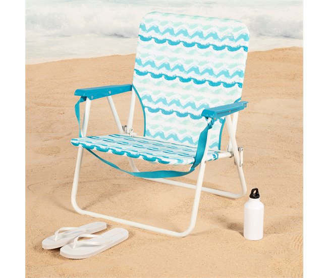 Aktive Cadeira de praia dobrável com encosto baixo e bolso para as costas Azul