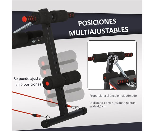 Banco de Abdominais Tubo de aço, EVA, PVC HOMCOM Preto