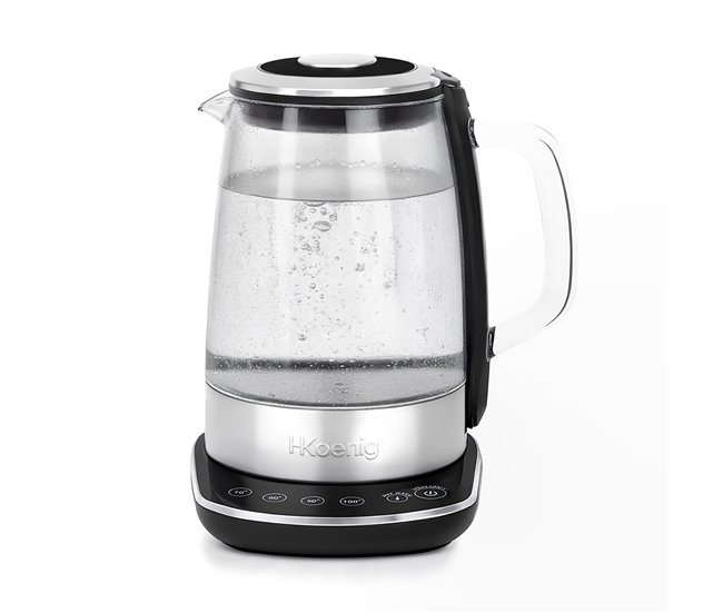 Hervidor eléctrico de vidrio, 1,5 l, regulable 70–100 °c, base giratoria 360°
