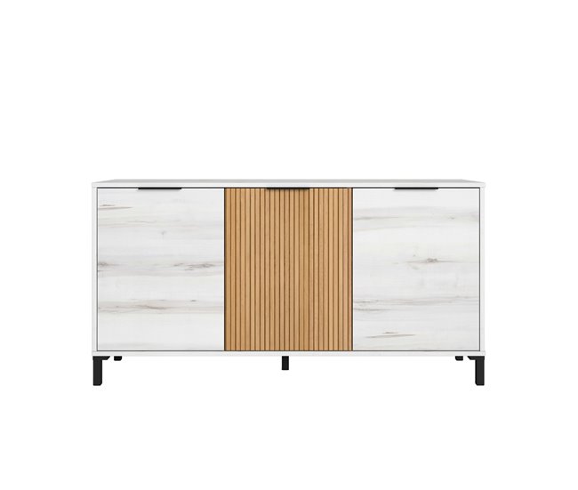 Aparador de sala de jantar estilo nórdico Tóquio Branco/ Madeira