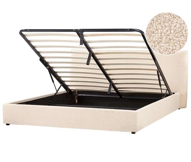 Beliani Cama baú Bouclé LAVAUR 203x220 Bege