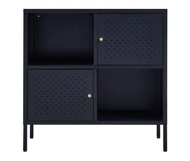 Aparador de aço Janakkala com 2 portas Preto