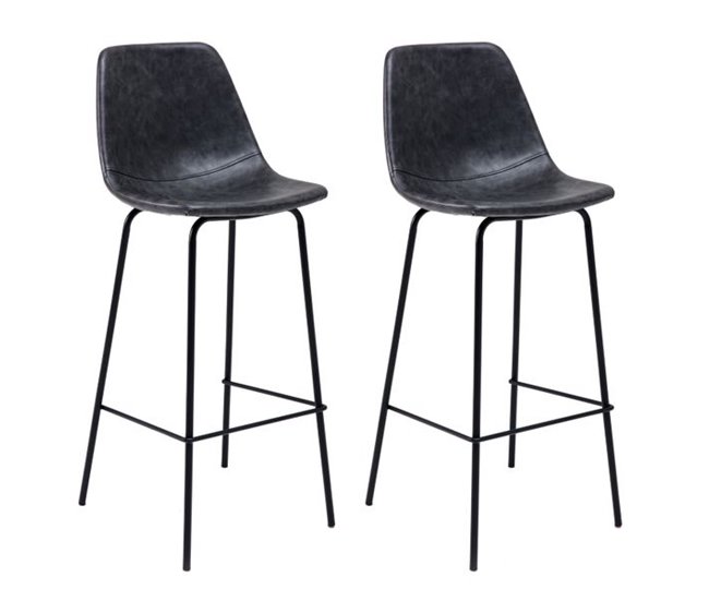 Juego de 2 taburetes de bar LUCIEN vintage Cinza
