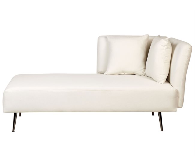 Beliani Chaise longue à direita Poliéster RIOM Creme
