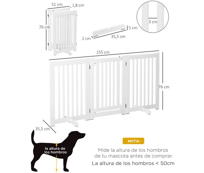 Barreira de Segurança Cães MDF PawHut Branco