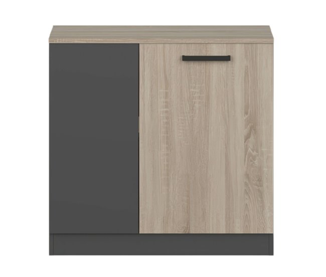 Armário Auxiliar Blacky Office Estilo Nibis 2 Portas 2 Prateleiras Cinza/ Madeira