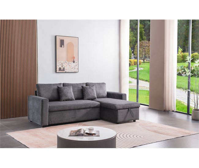 Chaise longue DRAKO reversível cor cinza escuro Cinza Escuro
