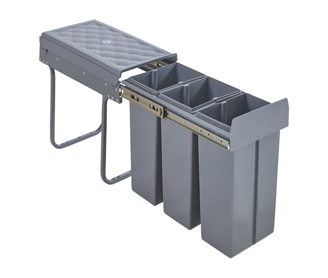 Caixote do lixo extraível Froland capacidade 3 x 10 L plástico Cinza