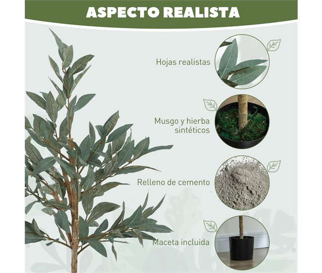 Planta Artificial Seda HOMCOM, casa - decoração Verde