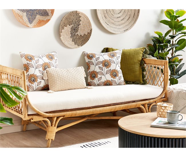 Beliani Almofada decorativa TUBEROSE Branco/ Bege